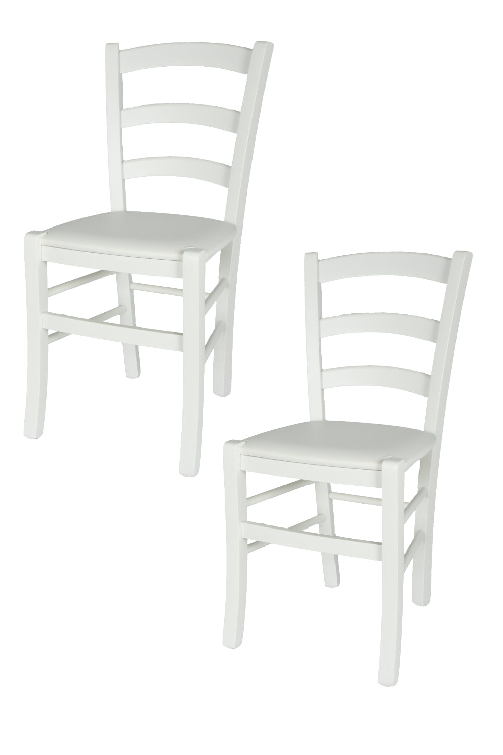 Tommychairs - Set 2 sillas de Cocina y Comedor  Venezia, Estructura en Madera de Haya de Color Blanco y Asiento tapizado en Polipiel Color Blanco