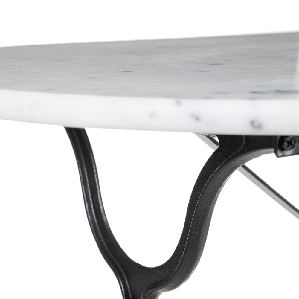 Mesa Comedor Blanco-negro Metal-mármol 120 X 60 X 71 Cm - IXIA