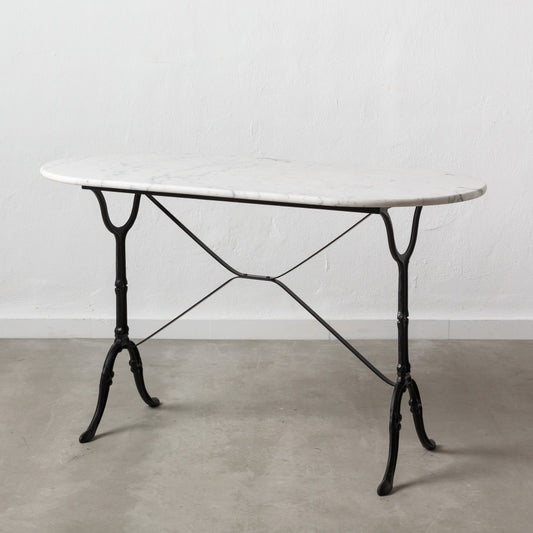 Mesa Comedor Blanco-negro Metal-mármol 120 X 60 X 71 Cm - IXIA