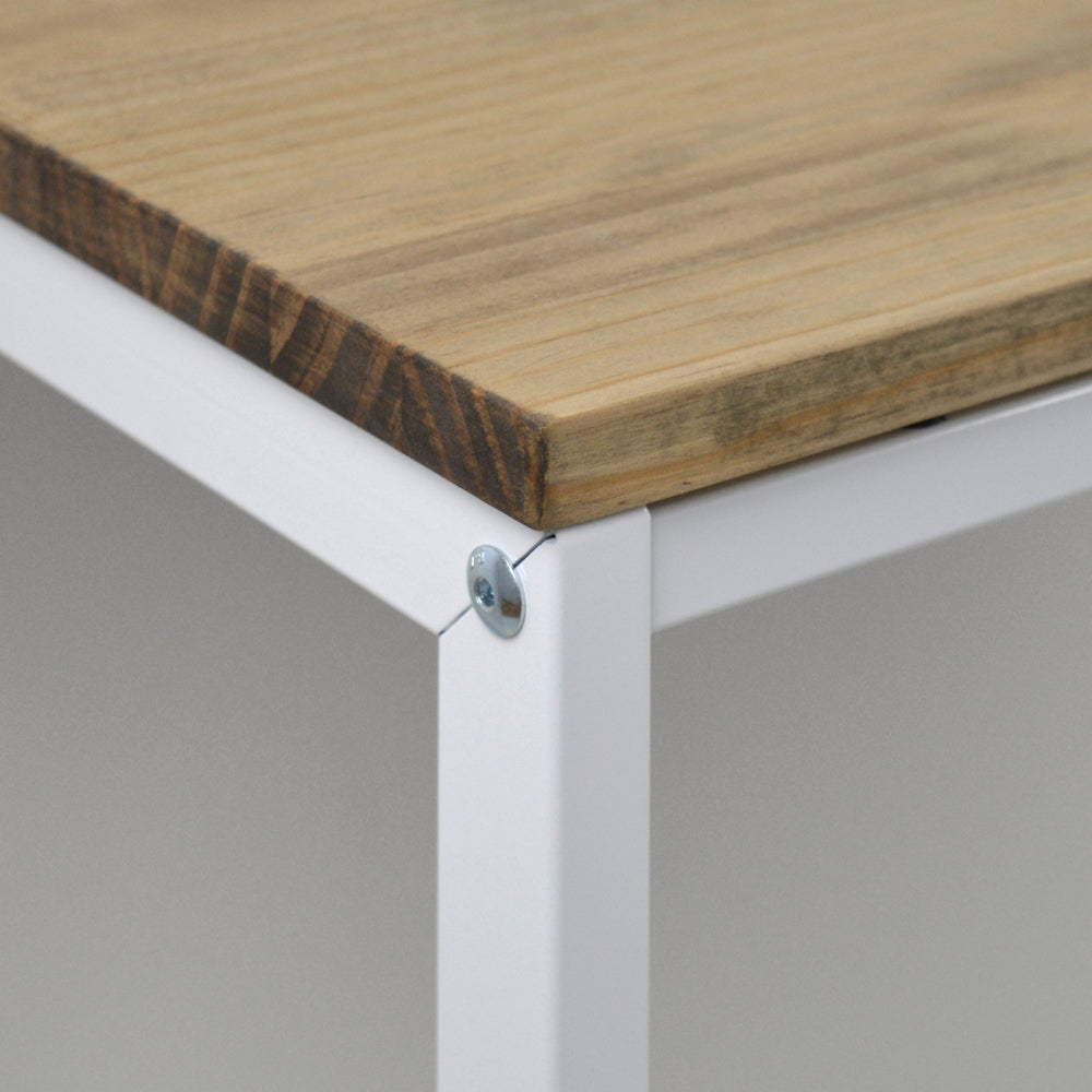 Recibidor iCub 35x70x82cm Blanco en madera maciza de pino acabado vintage estilo industrial Box Furniture