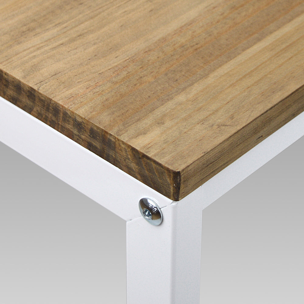 Recibidor iCub 100x35x82cm Blanco en madera maciza de pino acabado vintage estilo industrial Box Furniture