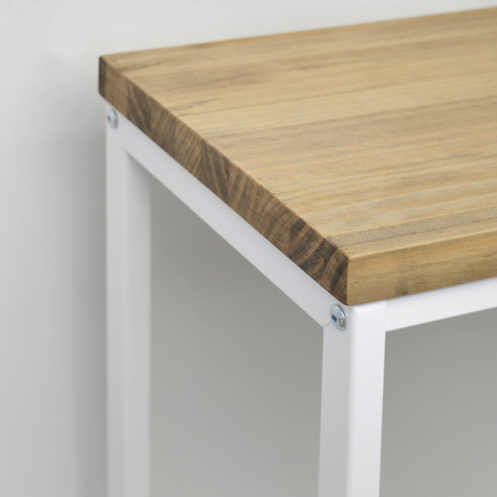 Recibidor iCub Big Wood 80x30x80cm Blanco en madera maciza de pino acabado vintage estilo industrial Box Furniture