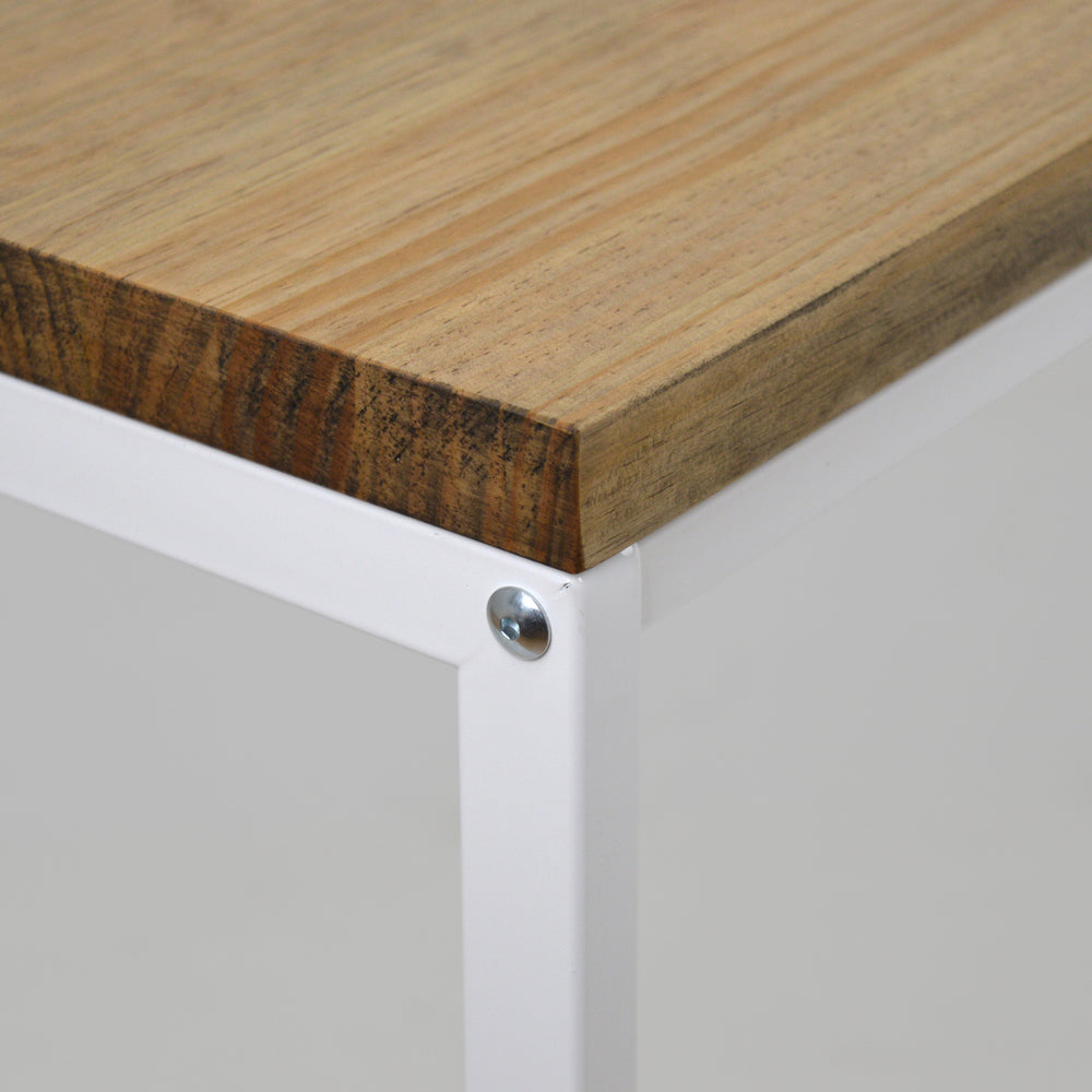 Recibidor iCub Big Wood 70x35x80cm Blanco en madera maciza de pino acabado vintage estilo industrial Box Furniture
