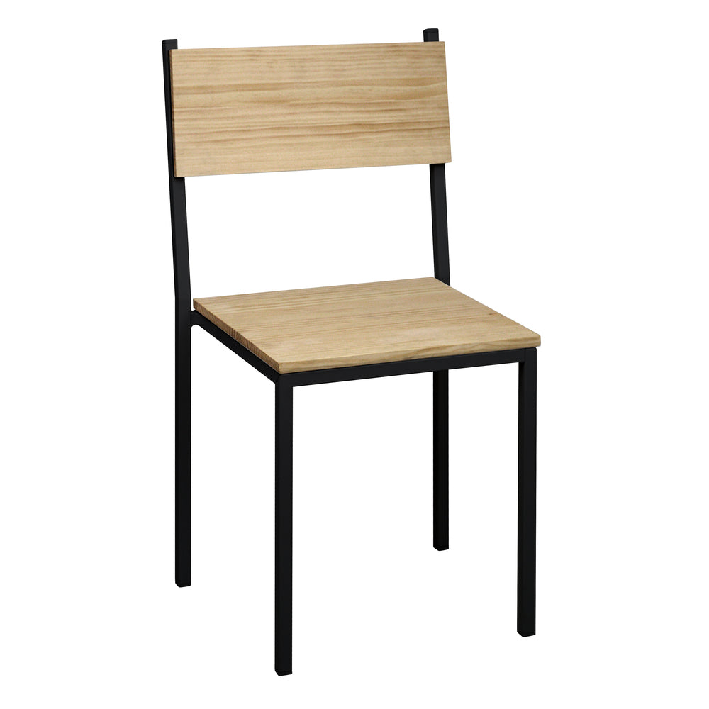 Sillas iCub encajable Pack 4Ud. 40x40x85cm Negras en madera maciza de pino acabado vintage estilo industrial Box Furniture