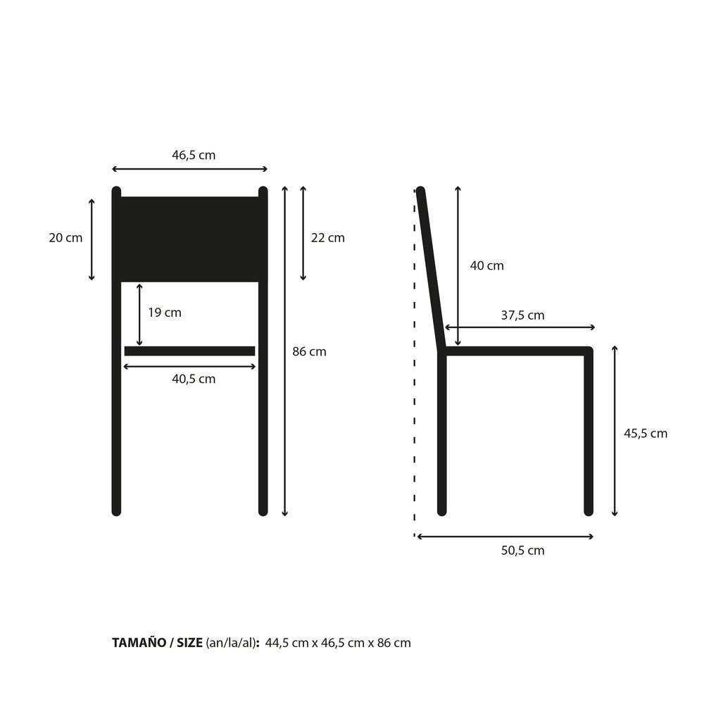 Sillas iCub encajable Pack 4Ud. 40x40x85cm Blancas en madera maciza de pino acabado vintage estilo industrial Box Furniture