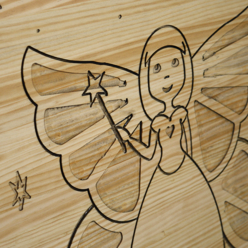 Cuadro Infantil de madera de pino para Pintar Hada 60x70cm - Box Furniture