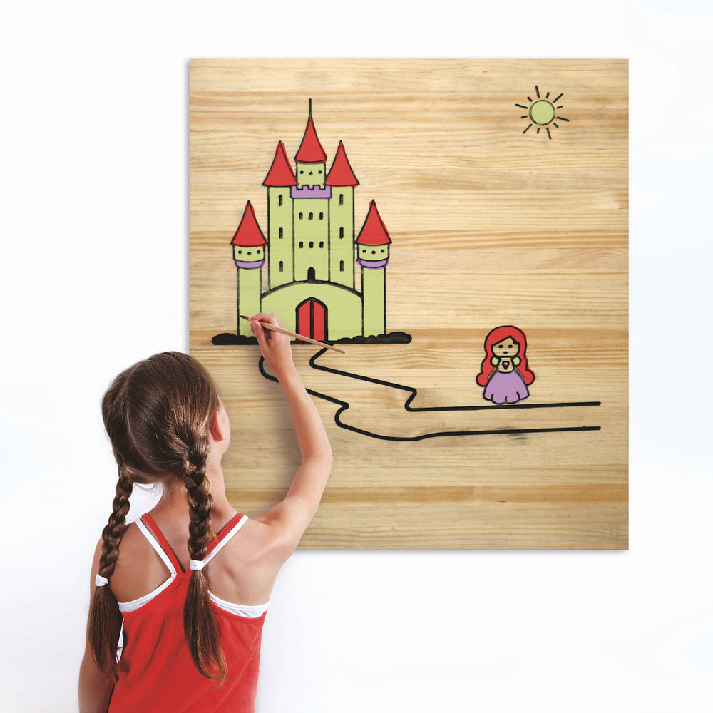 Cuadro Infantil de madera de pino para Pintar Castillo 60x70cm - Box Furniture