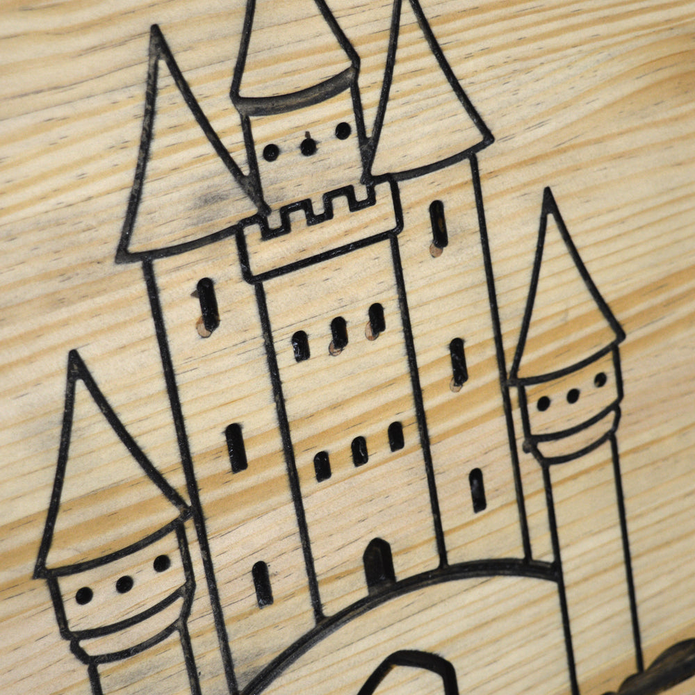Cuadro Infantil de madera de pino para Pintar Castillo 60x70cm - Box Furniture