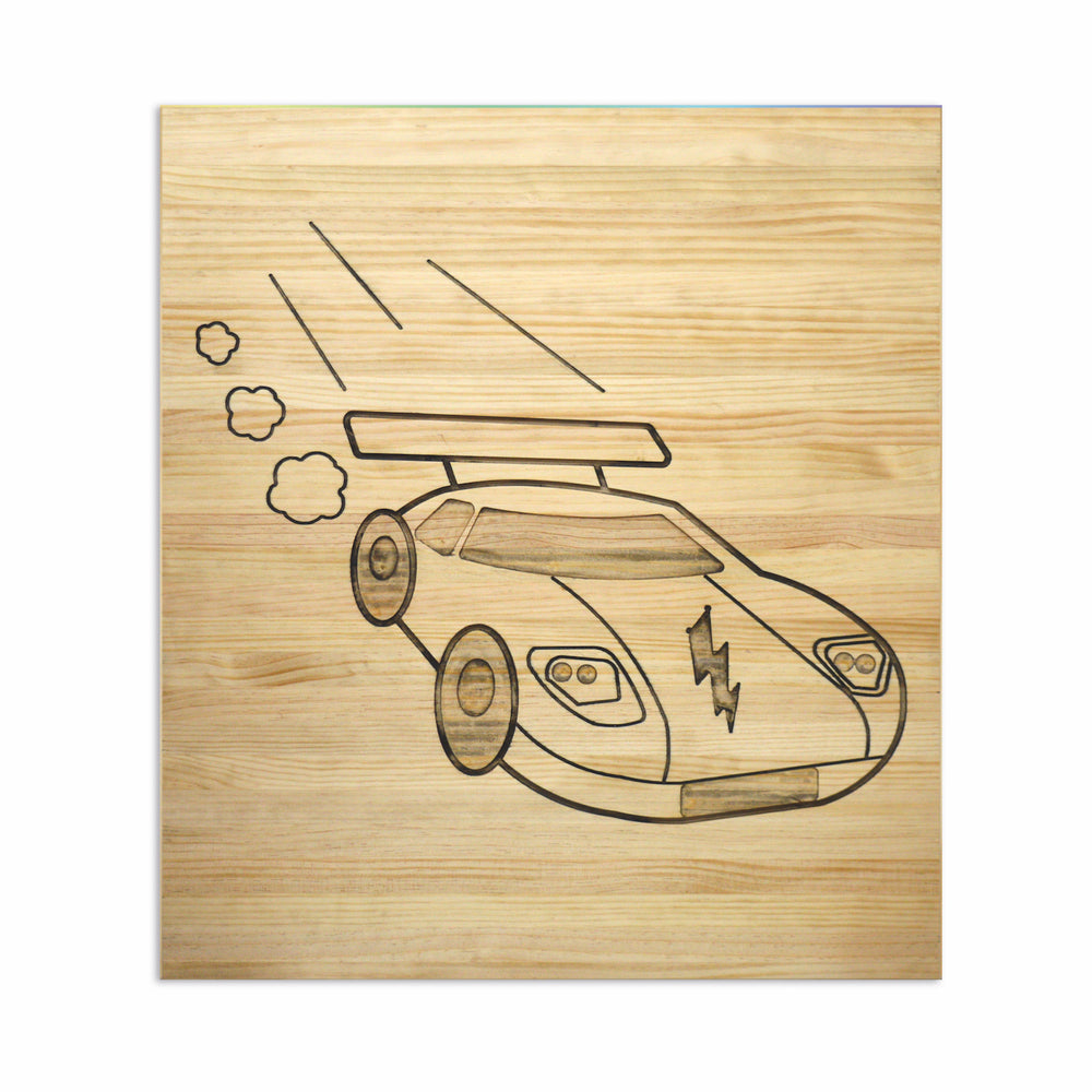 Cuadro Infantil de madera de pino para Pintar Coche 60x70cm - Box Furniture