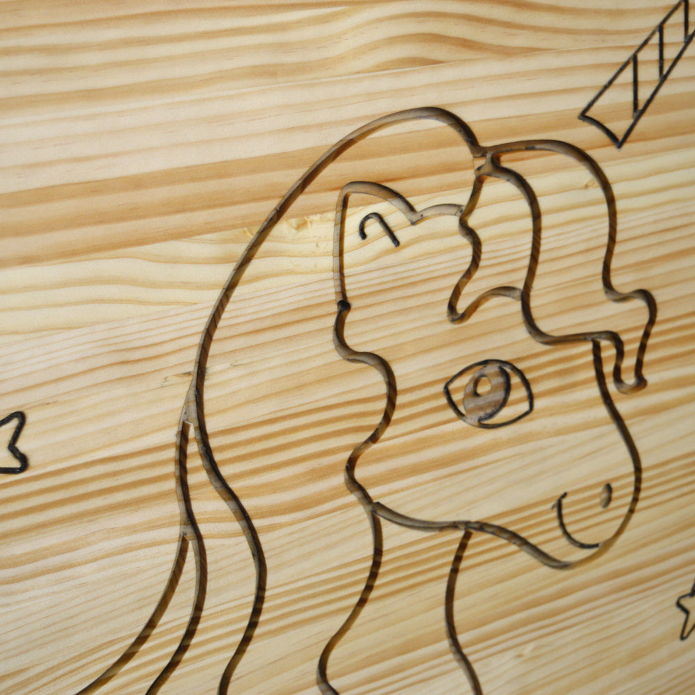 Cuadro Infantil de madera de pino para Pintar Unicornio 60x70cm - Box Furniture