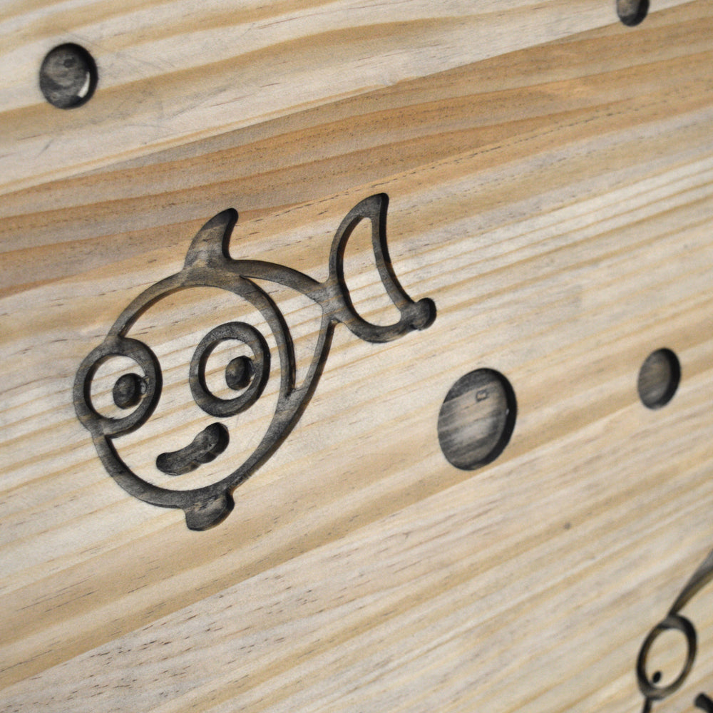 Cuadro Infantil de madera de pino para Pintar Peces 60x70cm - Box Furniture