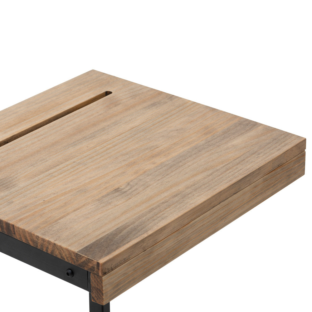 Mesita Ordenador iCub 36x40x63cm para sofa Negra en madera maciza de pino acabado vintage estilo industrial Box Furniture