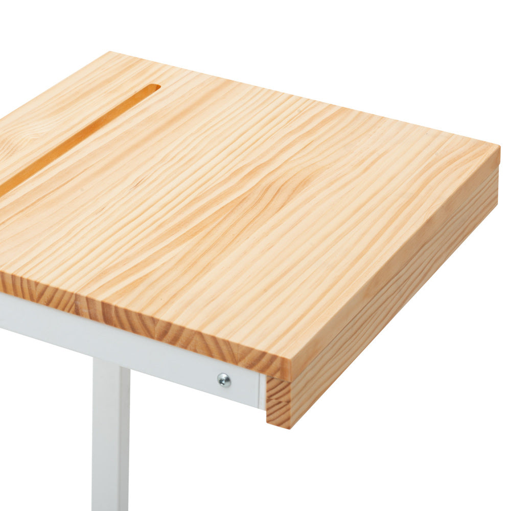 Mesita Ordenador Sofá Industrial 36x50x63cm Blanca en madera maciza de pino acabado natural estilo nórdico industrial Box Furniture