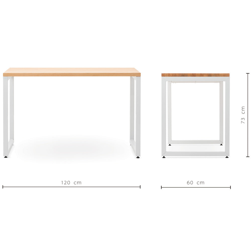 Mesa de Oficina 140x60x75cm Blanca en madera maciza de pino acabado natural estilo nórdico industiral Box Furniture