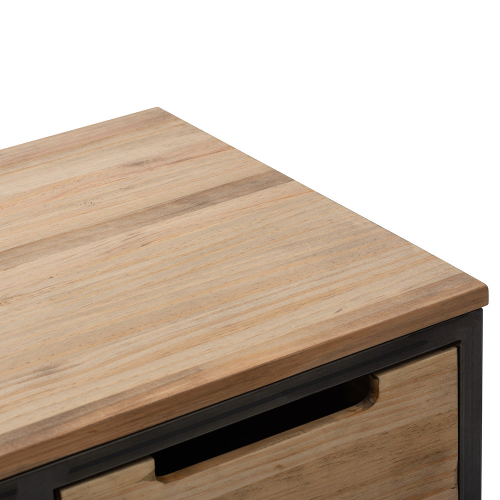Recibidor iCub 4 Cajones 140x48x78cm Negro en madera maciza de pino acabado vintage estilo industrial Box Furniture