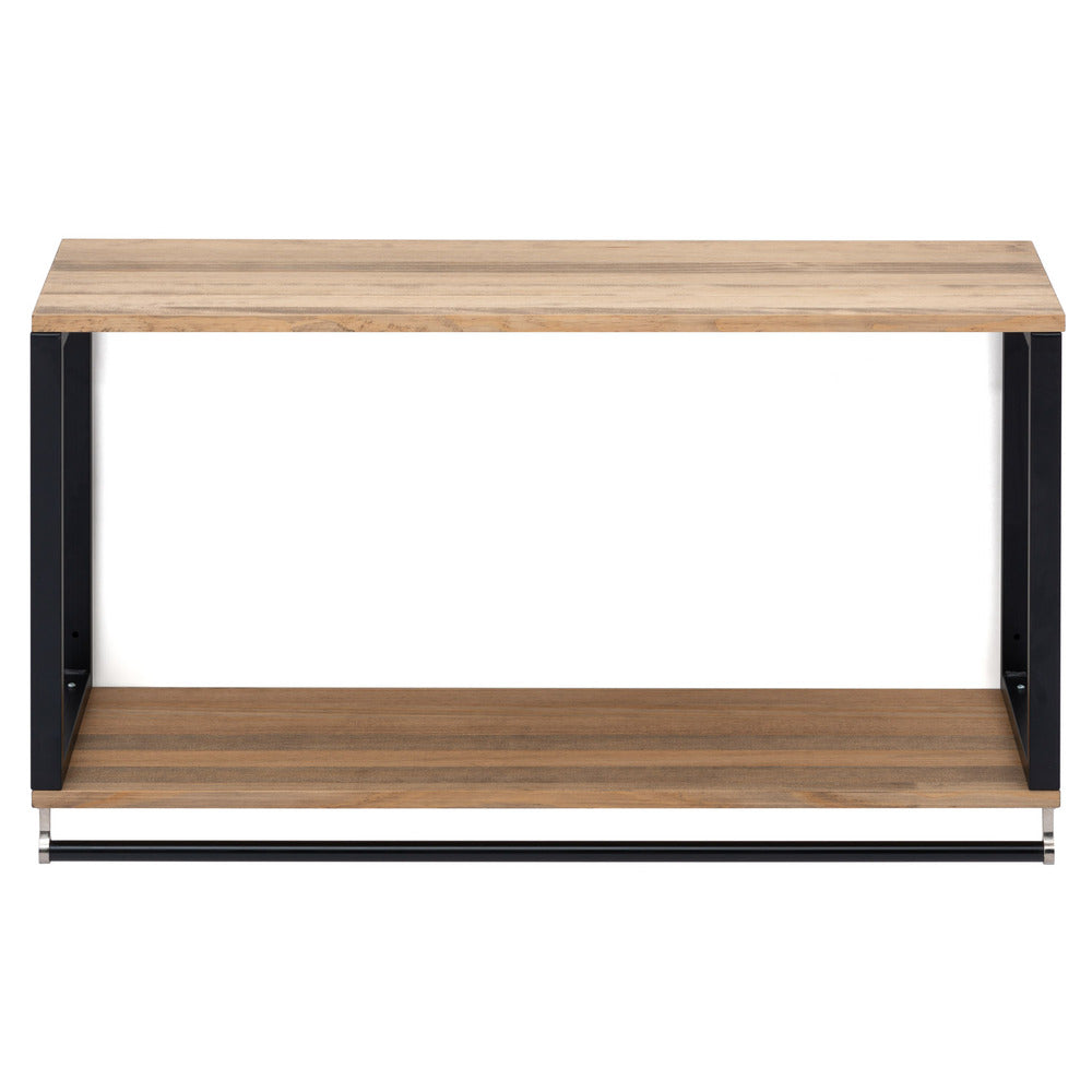 Perchero Colgante iCub 2 estantes y barra 120x30x60cm Negro en madera maciza de pino acabado vintage estilo industrial Box Furniture