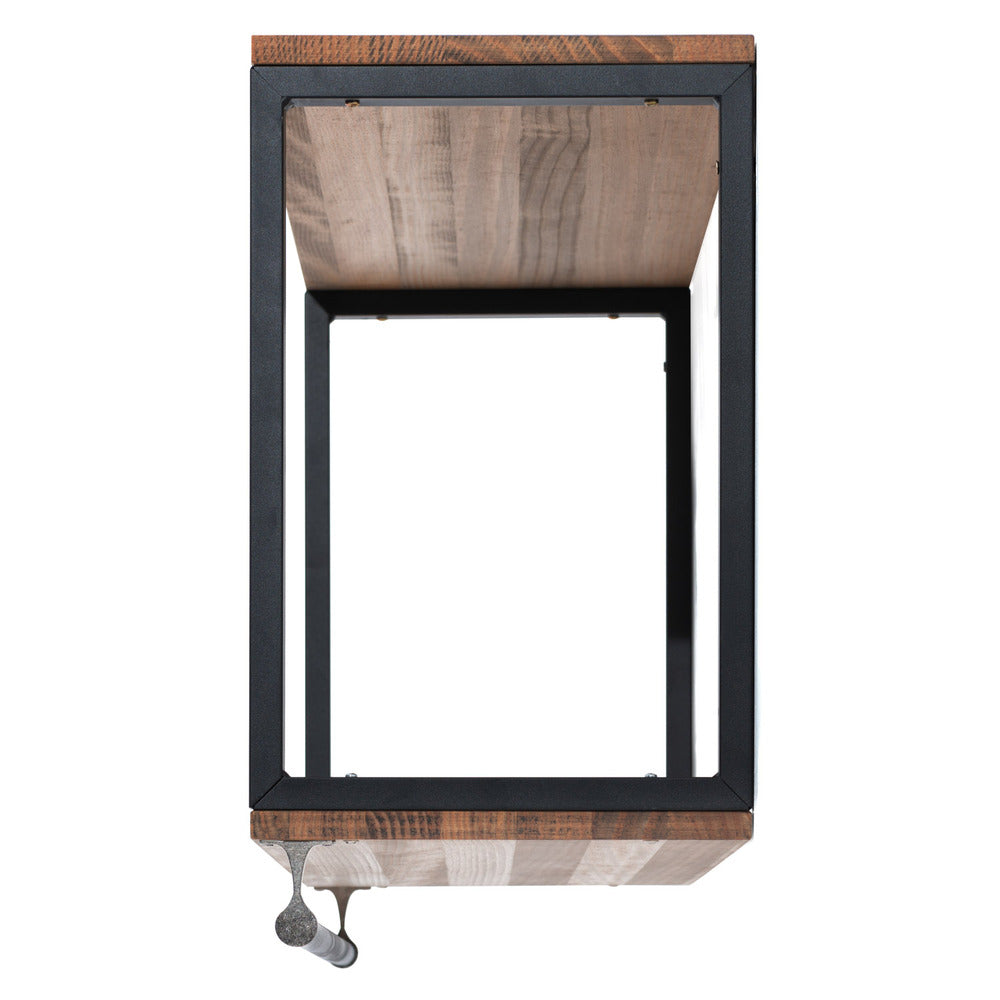 Perchero Colgante iCub 2 estantes y barra 120x30x60cm Negro en madera maciza de pino acabado vintage estilo industrial Box Furniture