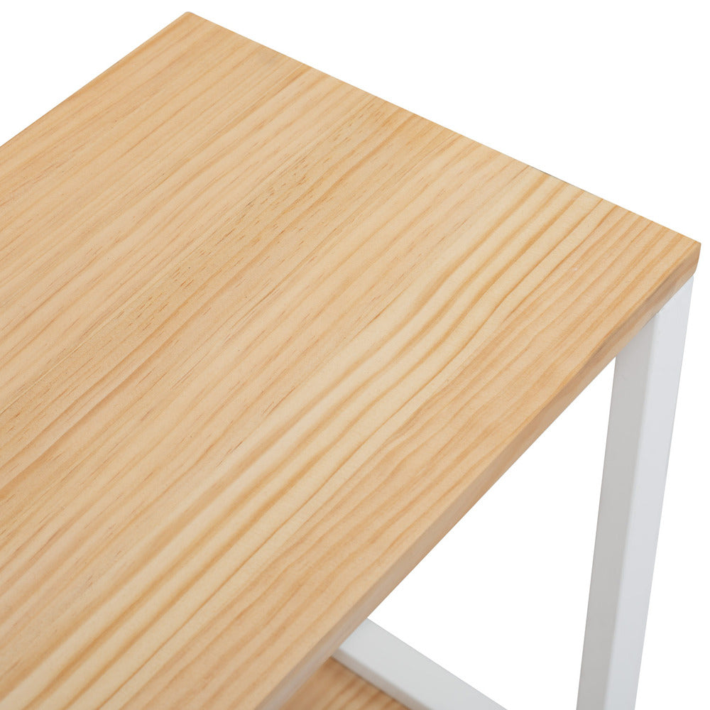 Perchero Colgante iCub 2 estantes y barra 120x30x60cm Blanco en madera maciza de pino acabado natural estilo nórdico industrial Box Furniture