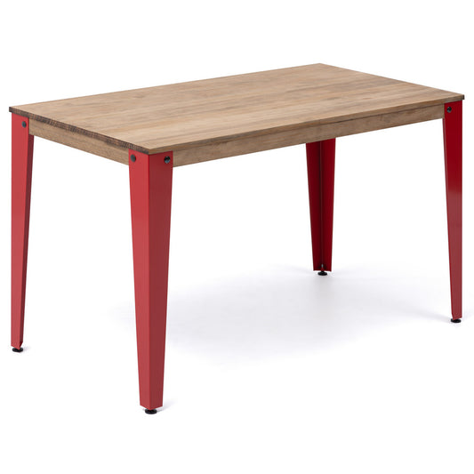 Mesa Lunds Estudio 120x60x75cm Rojo en madera maciza de pino acabado vintage estilo industrial Box Furniture