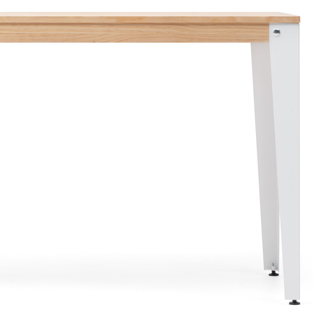 Mesa Lunds 140x80x75cm Blanca madera acabado natural estilo nórdico industrial Box Furniture