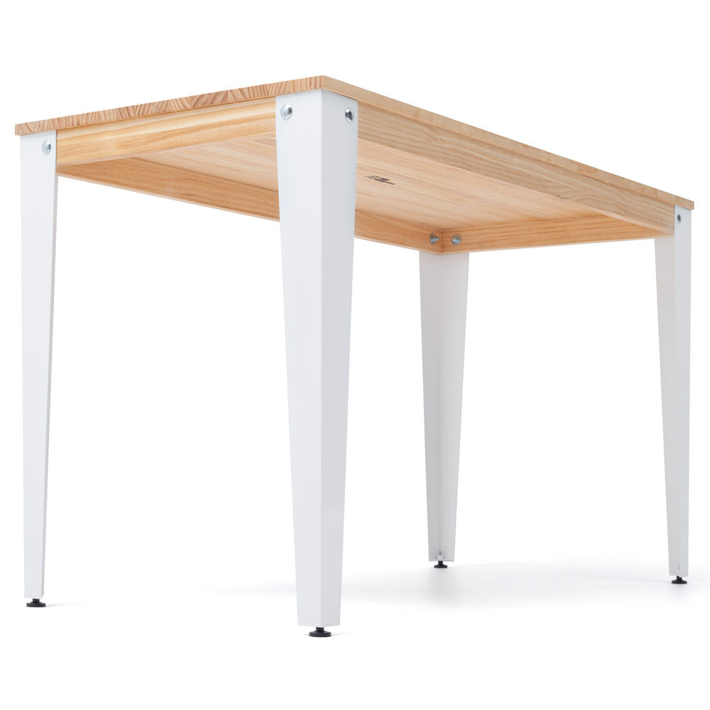 Mesa Lunds 120x80x75cm Blanca madera acabado natural estilo nórdico industrial Box Furniture