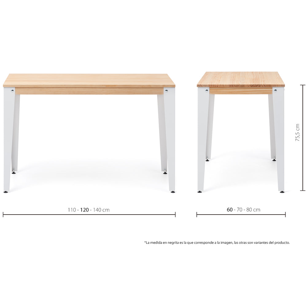 Mesa Lunds Estudio 180x90x75cm Blanca madera acabado natural estilo nórdico industrial Box Furniture