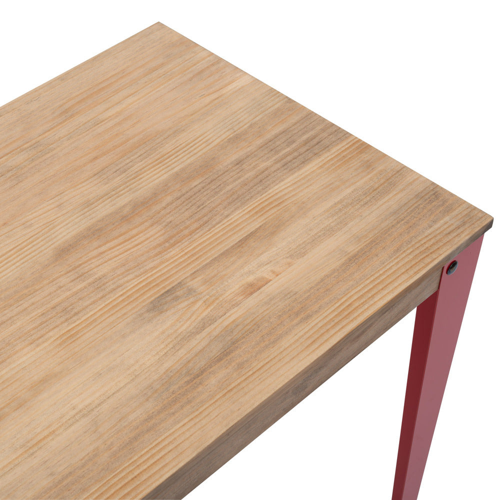 Mesa Lunds Estudio 140x80x75cm Rojo en madera maciza de pino acabado vintage estilo industrial Box Furniture