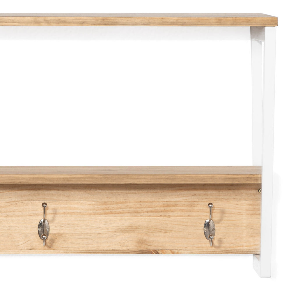Conjunto Banco y Estantería Perchero Blanco en madera maciza de pino acabado vintage estilo industrial Box Furniture