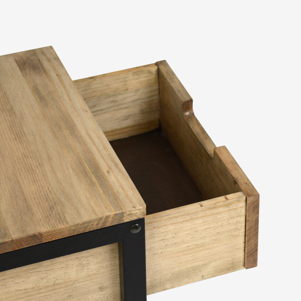 Mesita de noche ECO Three 1 cajón superior 40x40x47cm Negra en madera maciza de pino acabado vintage estilo industrial Box Furniture