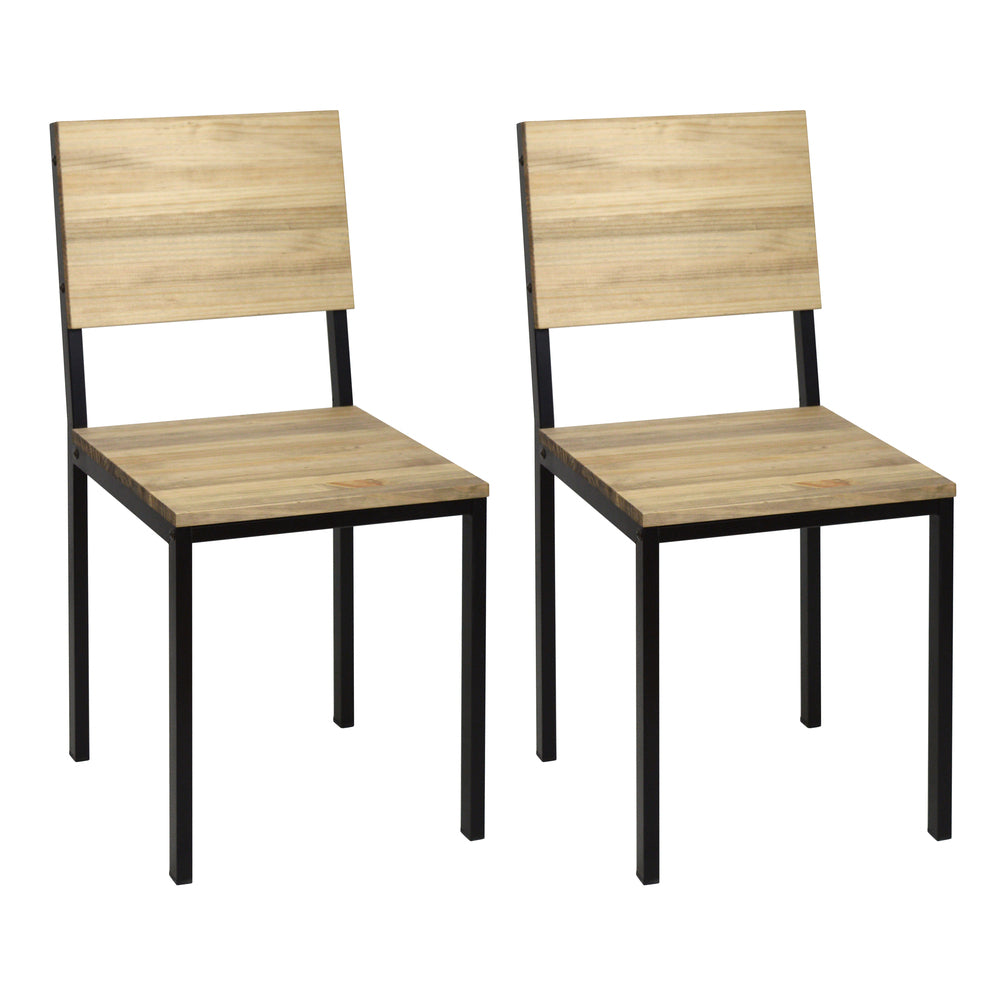 Pack 2 sillas icub desmontables 41X50x86cm Negro en madera maciza de pino acabado vintage estilo industrial Box Furniture