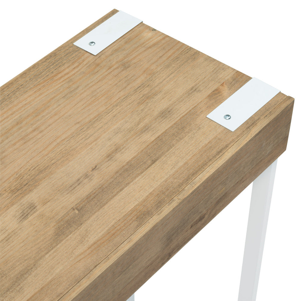 Recibidor iCub 2 Huecos 100x35x91cm Blanco en madera maciza de pino acabado vintage estilo industrial Box Furniture