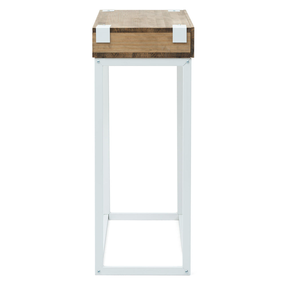 Recibidor iCub 2 Huecos 100x35x91cm Blanco en madera maciza de pino acabado vintage estilo industrial Box Furniture