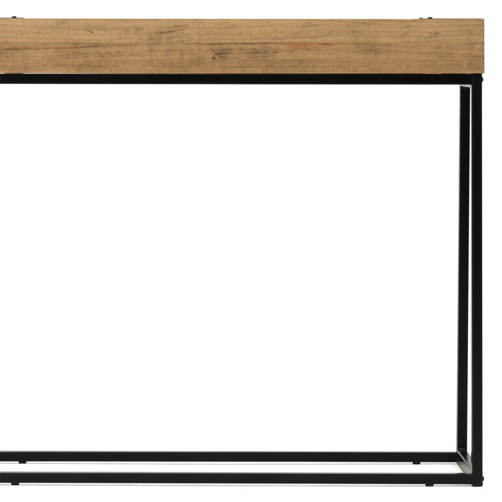 Recibidor iCub 2 Huecos 100x35x91cm Negro en madera maciza de pino acabado vintage estilo industrial Box Furniture