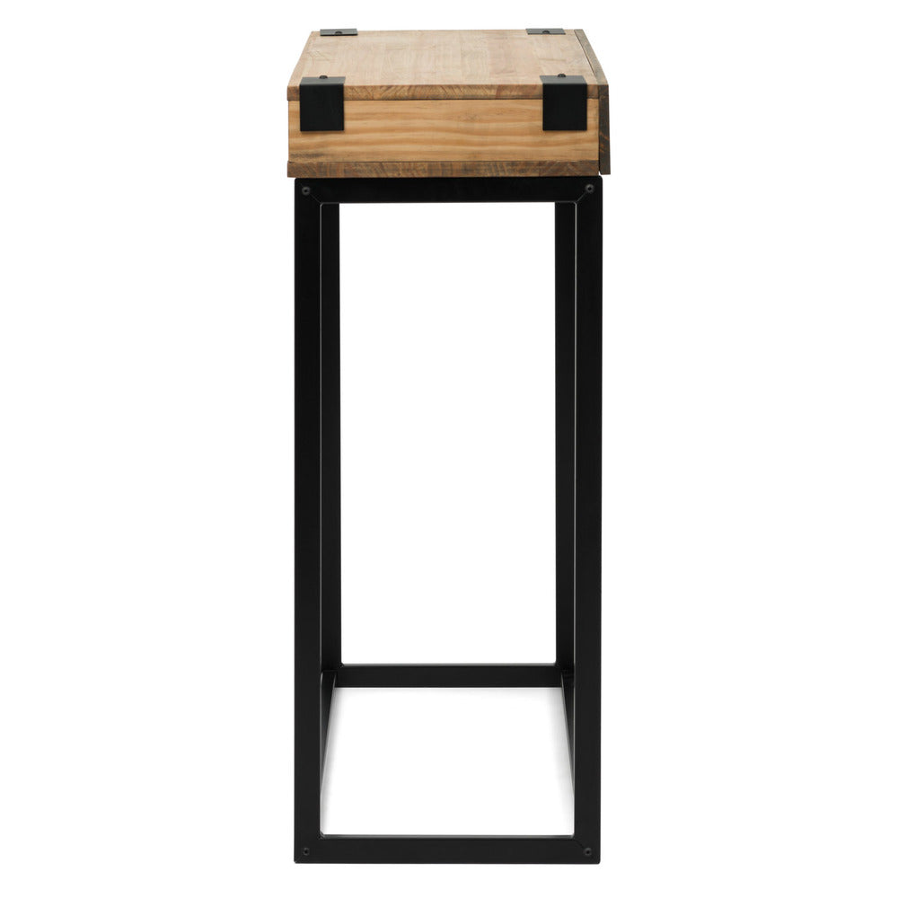 Recibidor iCub 2 Huecos 100x35x91cm Negro en madera maciza de pino acabado vintage estilo industrial Box Furniture