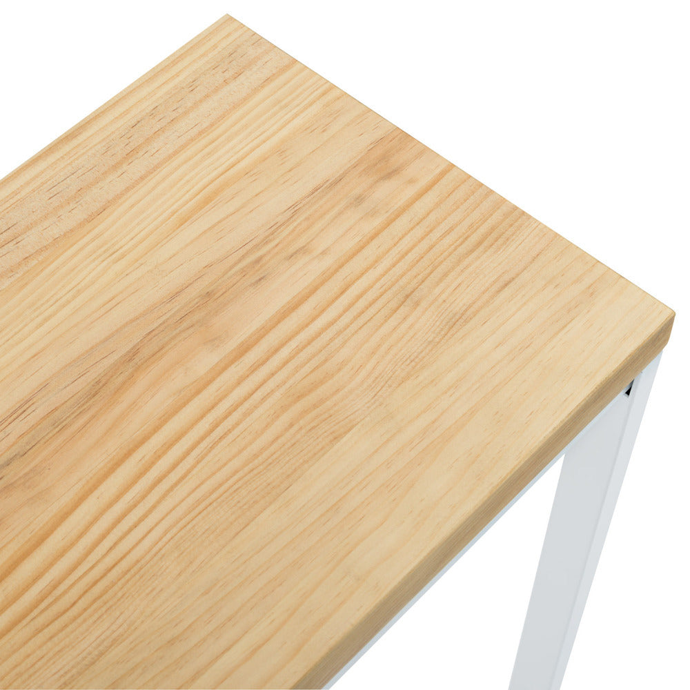 Recibidor iCub Industrial Big Wood 80x30x80cm Blanco en madera maciza de pino acabado natural estilo nórdico industrial Box Furniture