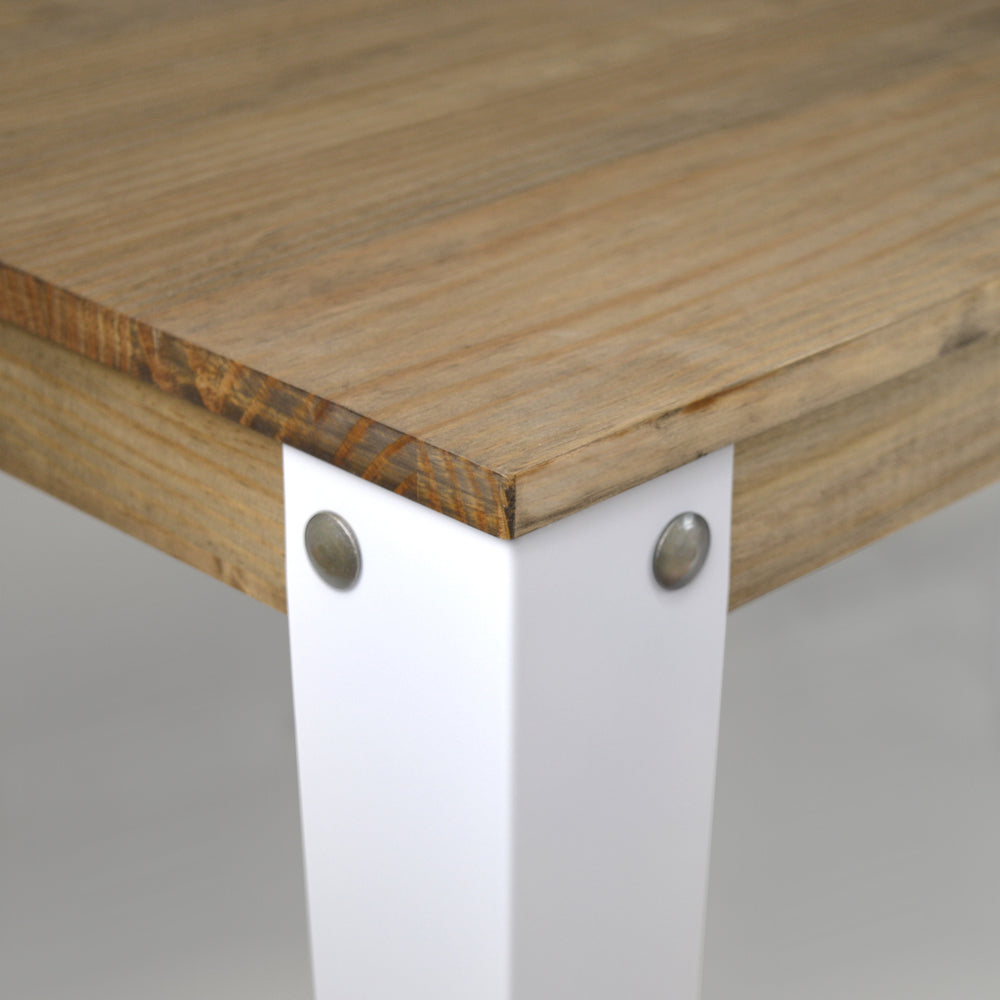 Consola Lunds 110x39x75cm Blanca en madera maciza de pino acabado vintage estilo industrial Box Furniture