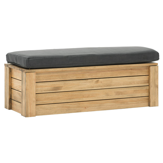 Baúl Pie de Cama ECO 40x120x36cm con tapa y cojín de polipiel en madera maciza de pino acabado vintage - Box Furniture