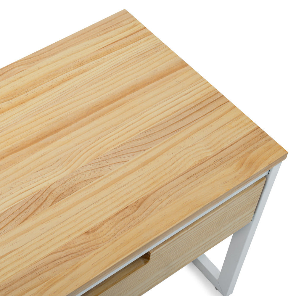 Mueble TV ECO Three 120x40x45cm Blanco en madera maciza de pino acabado natural estilo nórdico industrial Box Furniture