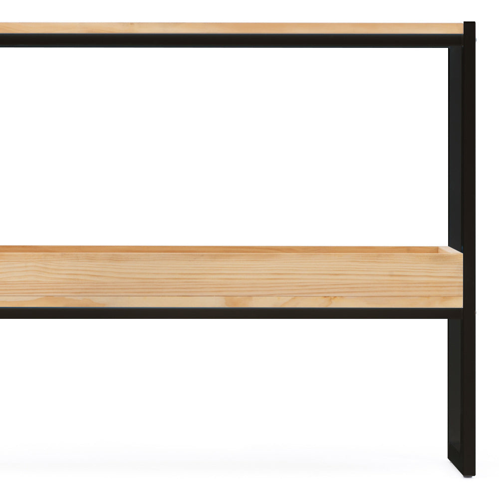 Consola iCub con bandeja 100x32x75cm Negra en madera maciza de pino acabado natural estilo industrial Box Furniture