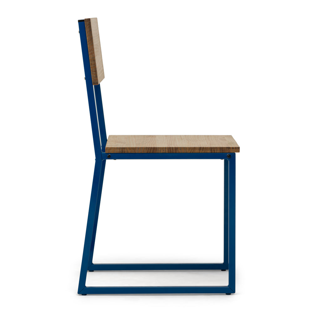 Pack 2Ud. Silla Desmontable Oxford ECO Azul en madera maciza de pino acabado vintage estilo industrial Box Furniture