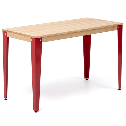Mesa Lunds Estudio 180x90x75cm Rojo en madera maciza de pino acabado natural estilo nórdico industrial Box Furniture