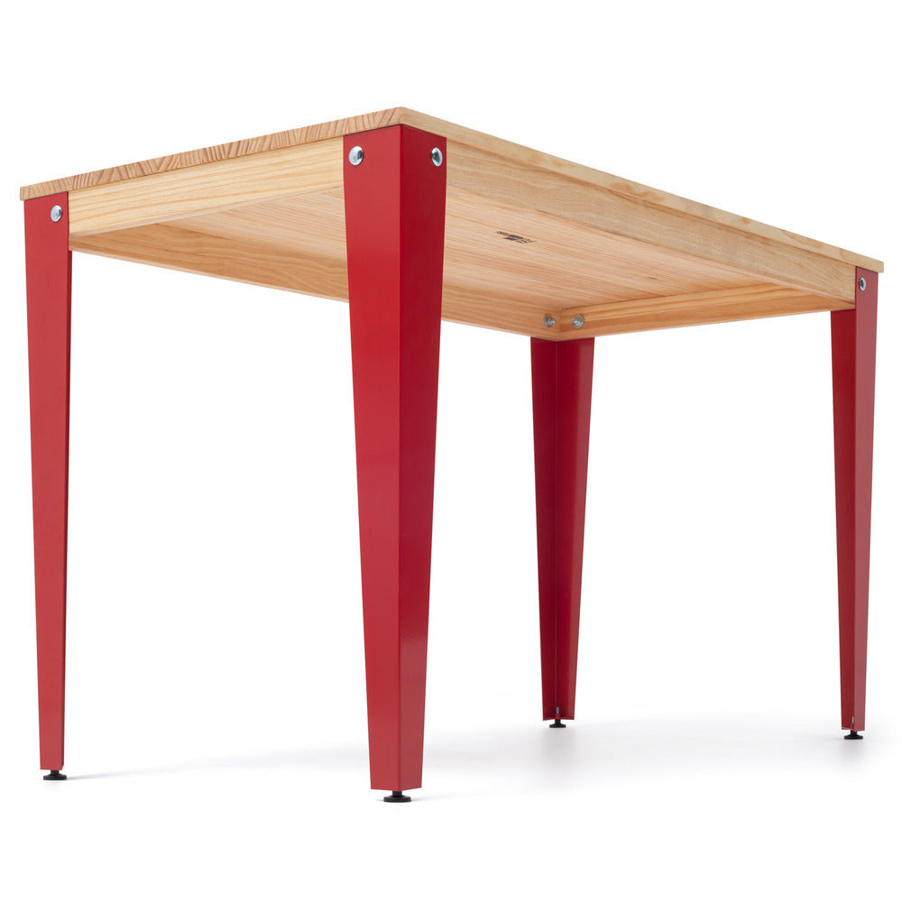 Mesa Lunds Estudio 160x90x75cm Rojo en madera maciza de pino acabado natural estilo nórdico industrial Box Furniture