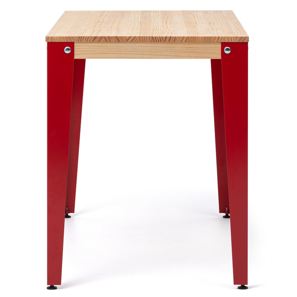 Mesa Lunds Estudio 180x80x75cm Rojo en madera maciza de pino acabado natural estilo nórdico industrial Box Furniture