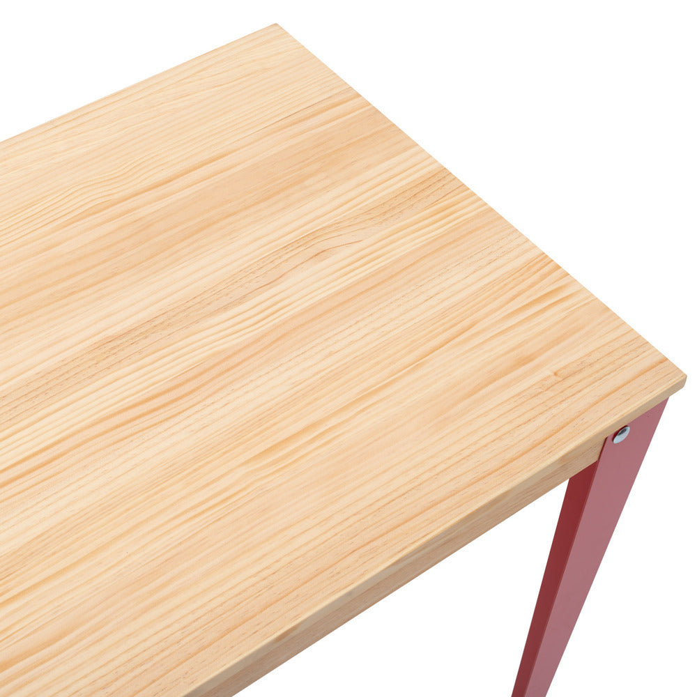 Mesa Lunds Estudio 110x60x75cm Rojo en madera maciza de pino acabado natural estilo nórdico industrial Box Furniture