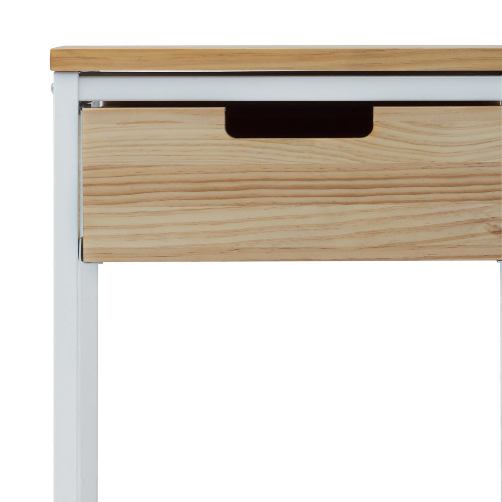 Mesita de noche ECO Three 1 cajón superior 40x40x47cm Blanca en madera maciza de pino acabado natural estilo nórdico industrial Box Furniture