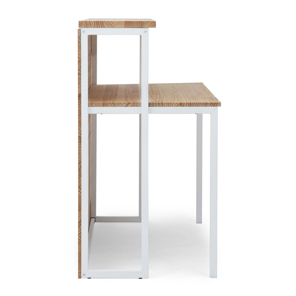 Mostrador iCub con mesa 60x120x110cm Blanco en madera maciza de pino acabado natural estilo nórdico industrial Box Furniture