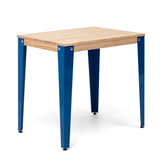 Mesa Lunds Cuadrada 59x59x75cm Azul en madera maciza de pino acabado natural estilo nórdico industrial Box Furniture