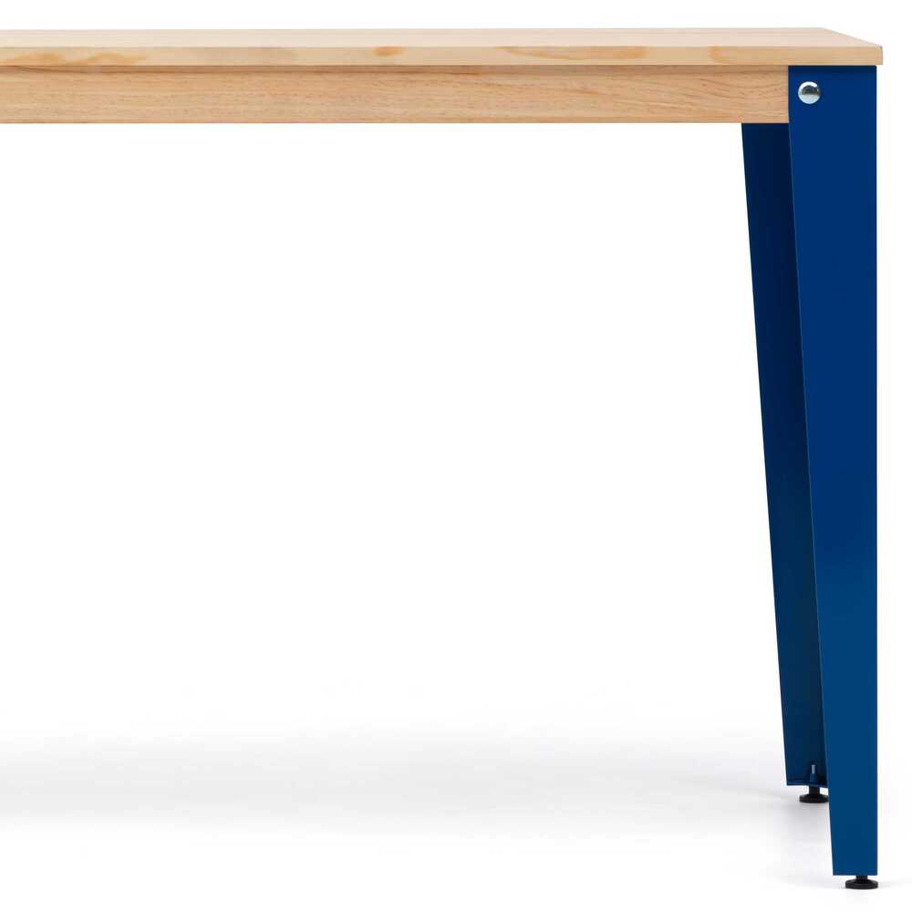 Mesa Lunds Estudio 140x60x75cm Azul en madera maciza de pino acabado natural estilo nórdico industrial Box Furniture