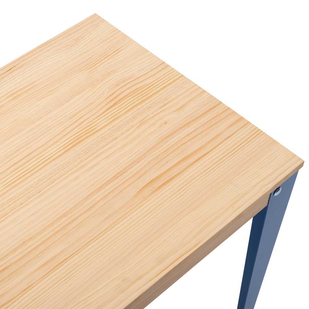 Mesa Lunds Estudio 110x60x75cm Azul en madera maciza de pino acabado natural estilo nórdico industrial Box Furniture