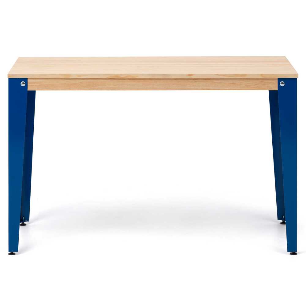 Mesa Lunds Estudio 110x70x75cm Azul en madera maciza de pino acabado natural estilo nórdico industrial Box Furniture